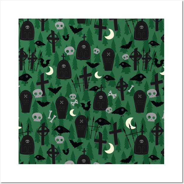 Green Graveyard Cemetery Wall Art by UniFox